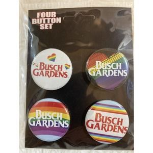 Bush Garden Pride Support Pinback Buttons (NEW IN PACKAGE)